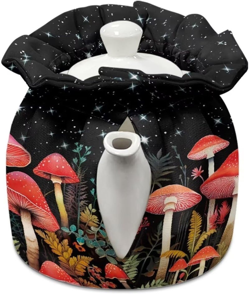 Mintulipy Mushroom Tea Pot Cosy Dust Proof Insulating Mushroom Tea Pot Cozies for Teapots Kitchen Accessory Home Table Decorative Breakfast Warmer Teapot Cozies - Image 2